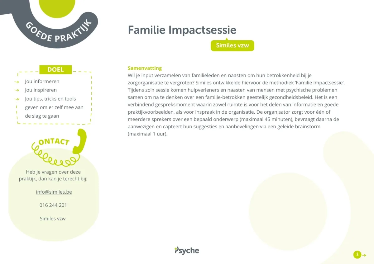 Goede praktijk: Familie Impactsessie door Similes