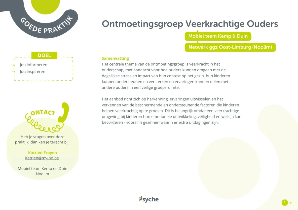 Goede praktijk: Ontmoetingsgroep veerkrachtige ouders