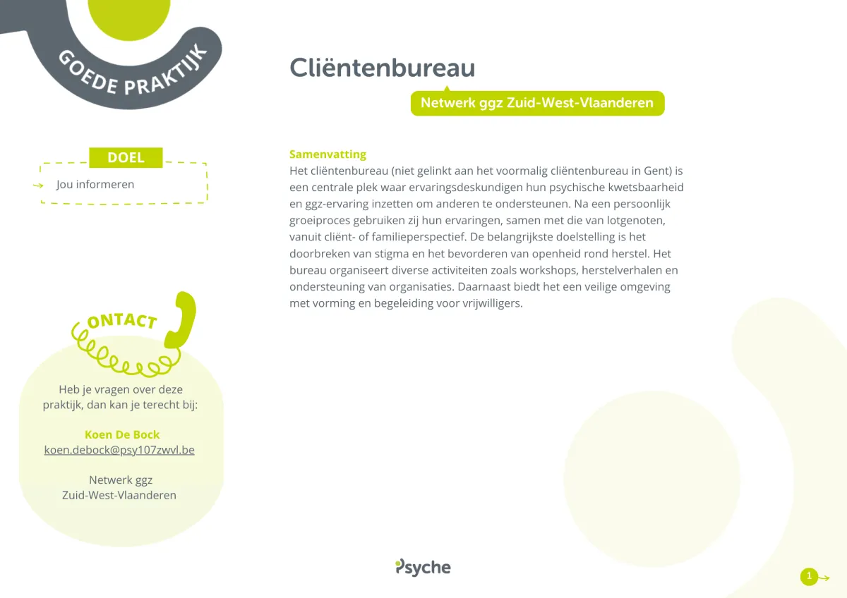 Goede praktijken Cliëntenbureau